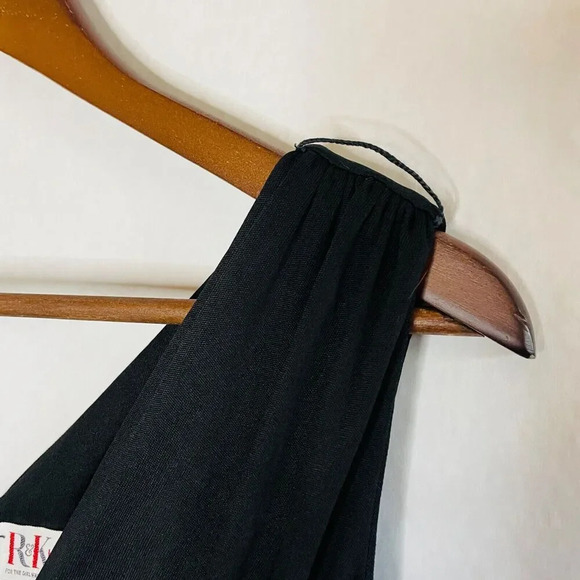 Vintage 70s R&K Knits Women's Gown - Maxi Black Pleated Formal Party Dress - Picture 7 of 9